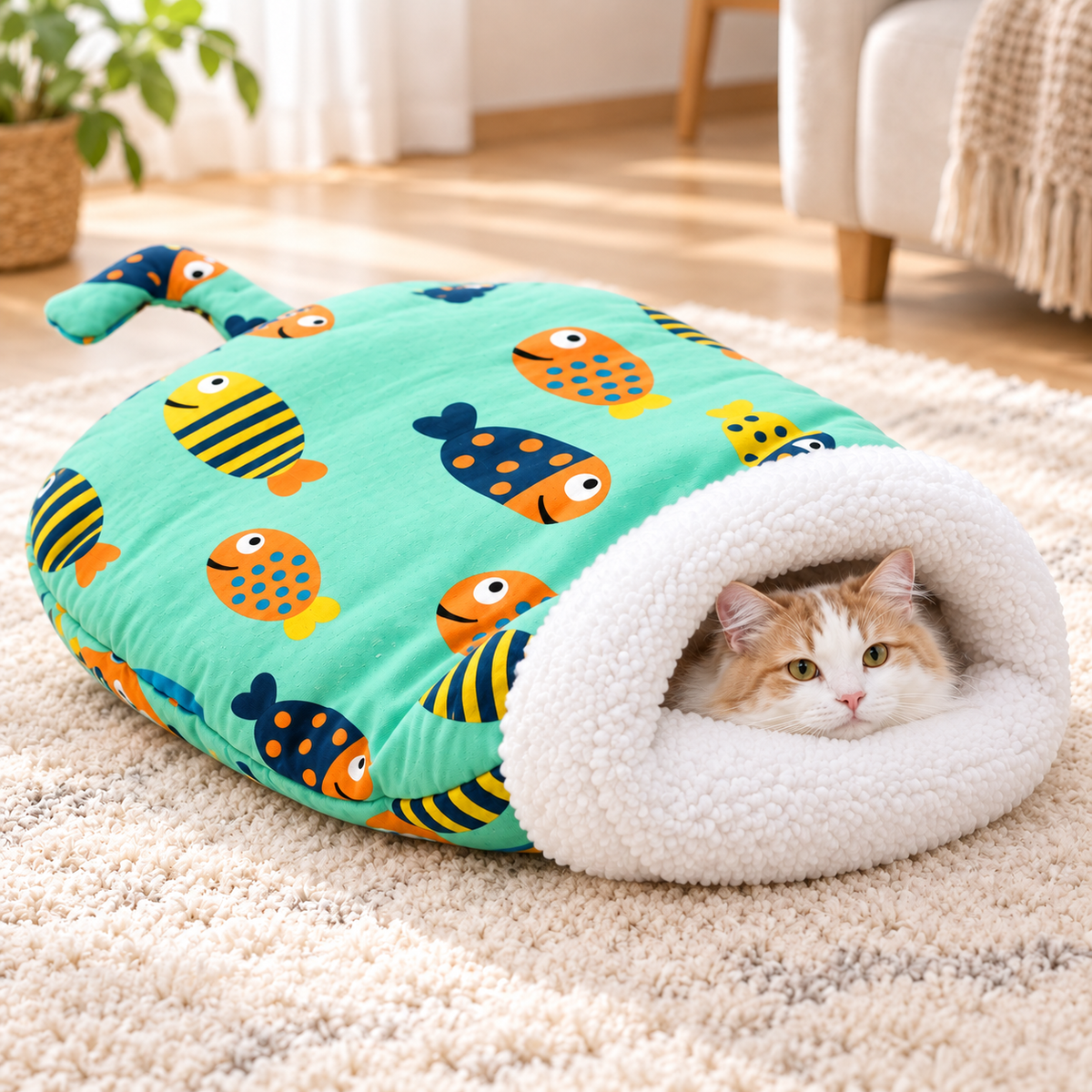 🐾🔥 Best Seller! Semi-Enclosed Warm Pet Sleeping Bag Bed – Windproof Plush Cozy Nest for Cats & Small Dogs, Perfect for Winter Naps ❄️