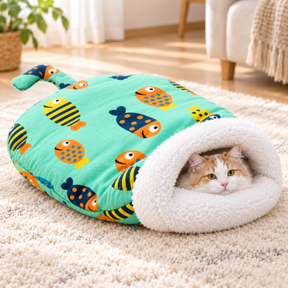 🐾🔥 Best Seller! Semi-Enclosed Warm Pet Sleeping Bag Bed – Windproof Plush Cozy Nest for Cats & Small Dogs, Perfect for Winter Naps ❄️