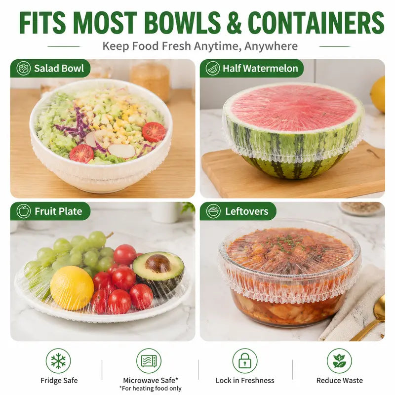 🍽️✨ 100PCS Stretch Bowl Covers – Elastic Bowl & Plate Covers for Easy Food Storage 🥗