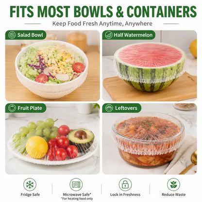 🍽️✨ 100PCS Stretch Bowl Covers – Elastic Bowl & Plate Covers for Easy Food Storage 🥗