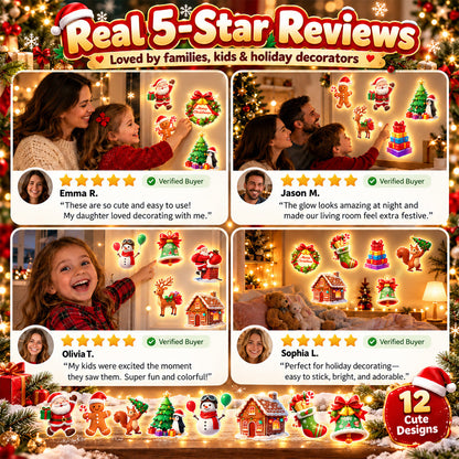 🥳New! Introductory Price - Half Price today🎄 Light-Up Christmas Wall Decals | No Drill, No Wires, Instant Holiday Glow 🎄