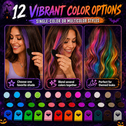🔥 LIMITED-TIME OFFER –50% OFF! 🌈 12-Color Temporary Hair Chalk Set for Halloween, Parties & Festivals 🎃