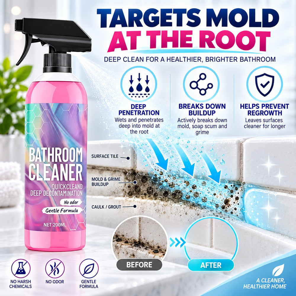 🧼Mould Remover Spray – Mould-Free Bathroom in 15 Minutes, Chlorine Free Black Mould Remover for Silicone Sealant, Grout, Tiles & Shower | Active Oxygen Formula, No Scrubbing, Odour Neutral, Safe for Kids & Pets