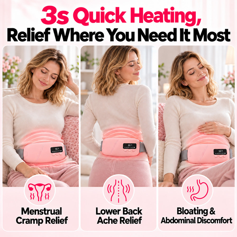 🔥 LIMITED-TIME 40% OFF | Heating Belt for Cramps & Back Relief – 5 Heat Levels, 4 Vibration Modes & Cordless