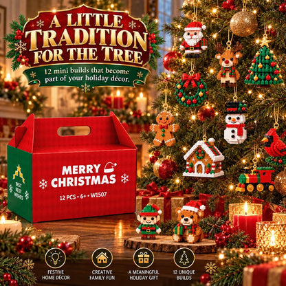 ⏳ Last day to save 49% – 🎄12-Day Mini Christmas Ornament Advent Calendar | 12 unique festive buildable designs with hanging loops—perfect for decorating Christmas trees, wreaths, and holiday displays 🧱