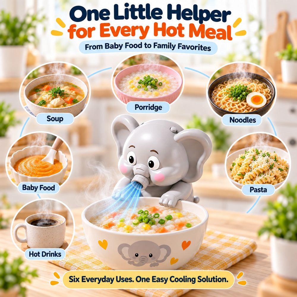 🐘 Hands-Free Food Cooling Fan – Cool Hot Meals Faster Without Blowing