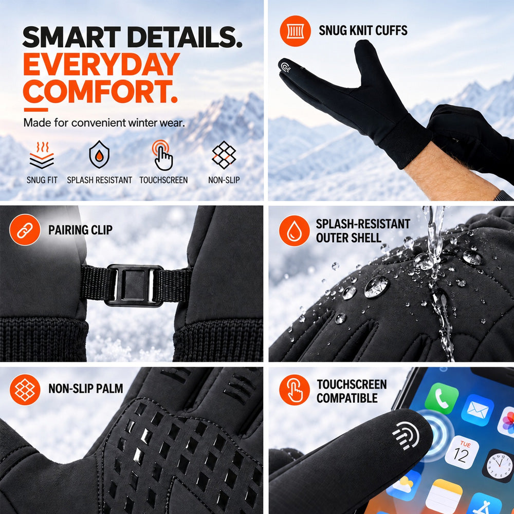 Winter Thermal Gloves for Men and Women Windproof Cold Resistant Touchscreen Non Slip Gloves for Cycling