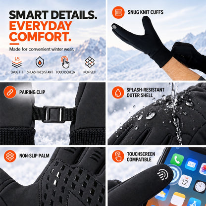 Winter Thermal Gloves for Men and Women Windproof Cold Resistant Touchscreen Non Slip Gloves for Cycling
