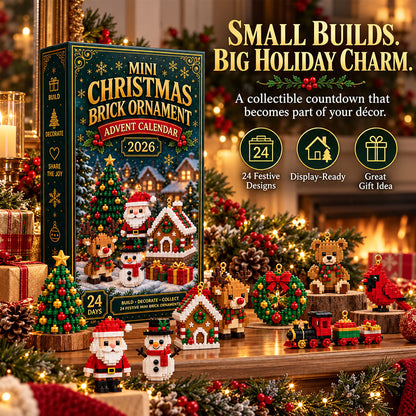 🎄 24-Day Mini Christmas Ornament Advent Calendar | 24 unique festive buildable designs with hanging loops—perfect for decorating Christmas trees, wreaths, and holiday displays 🧱
