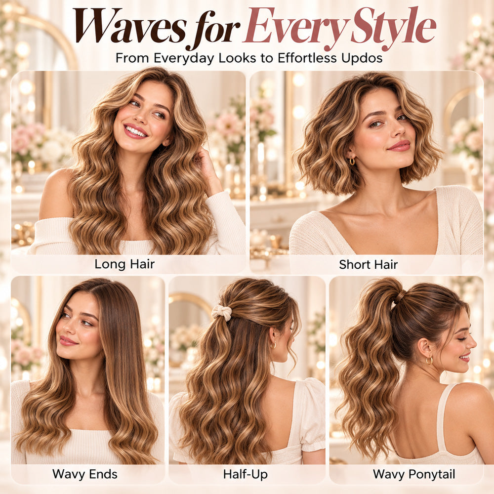 ✨ 💈 LIMITED-TIME 50% OFF! 💐 Wavy Curling Iron – Effortless Clamp-and-Hold Styling, Save Time on Your Everyday Look