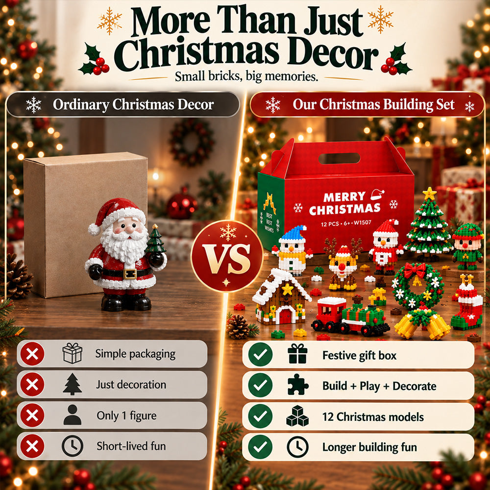 🌟 Last day to save 49% – 🎄 12-Day Mini Christmas DIY Building Set | 12 unique festive buildable designs with hanging loops—perfect for decorating Christmas trees, wreaths, and holiday displays 🧱
