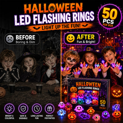 🔥🎃Spooky Season Hot Sale 50% OFF‼️✨LED Light Halloween Glowing Ring | Flashing Light‑Up Party Favor for Halloween Night👻