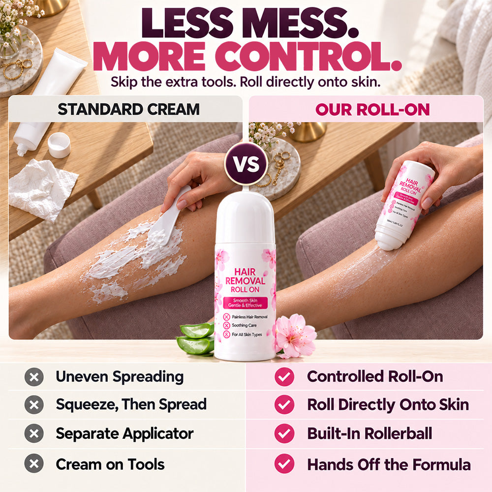👑 LIMITED-TIME 50% OFF! | Gentle Smooth Roll-On Body Hair Removal—Smooth Legs, Bikini Line & Underarms in Minutes, No Razor Burn, No Wax, No Mess