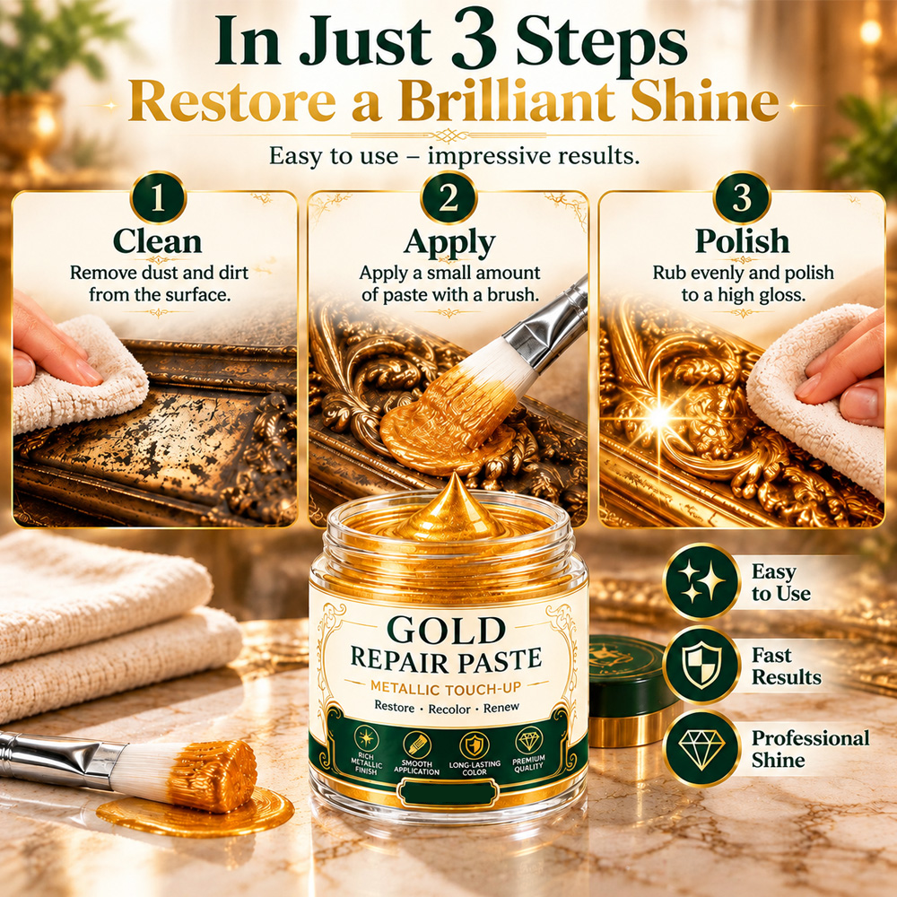 🎁 BUY 2 GET 1 FREE+50% OFF!! Gold Metallic Repair Paste with Brush – Revive Worn Frames & Furniture and Refresh Your Décor Without Buying New