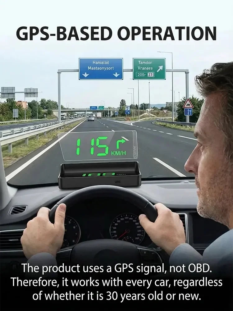 🚗50% OFF | Car GPS HUD Head-Up Display, Digital MPH Speedometer, Red Light Camera Alert & Traffic Light Countdown, Driver Safety Device to Avoid Driving Fines