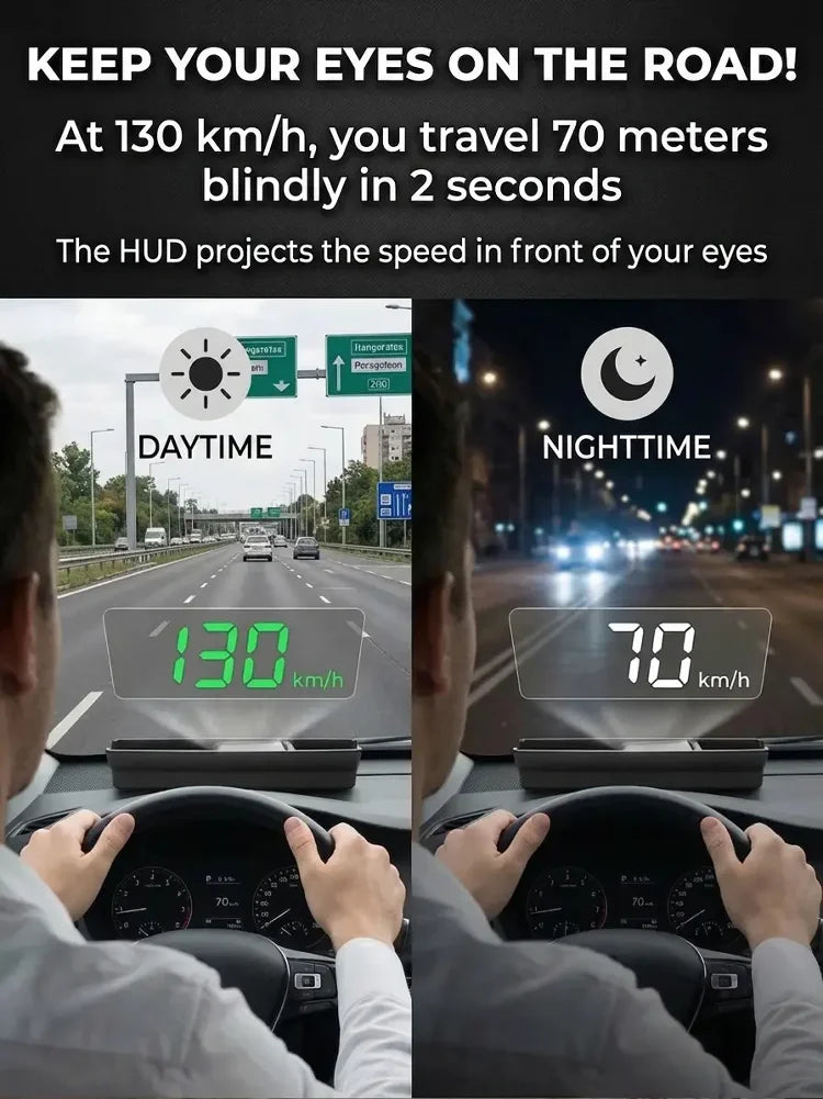 🚗50% OFF | Car GPS HUD Head-Up Display, Digital MPH Speedometer, Red Light Camera Alert & Traffic Light Countdown, Driver Safety Device to Avoid Driving Fines