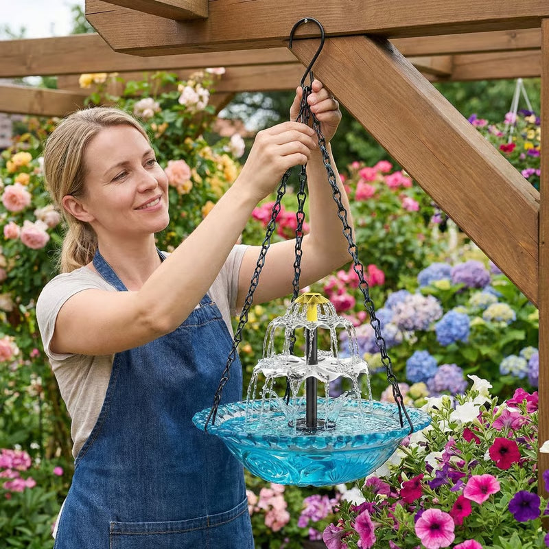 🔥🔥2026 Spring Sale 40% Off--🐦Solar Cascade Hanging Bird Bath Fountain