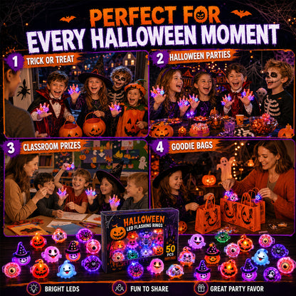 🔥🎃Spooky Season Hot Sale 50% OFF‼️✨LED Light Halloween Glowing Ring | Flashing Light‑Up Party Favor for Halloween Night👻