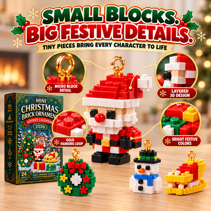 🎉🎉 Last day to save 49% – 🎄 24-Day Mini Christmas Ornament Advent Calendar | 24 unique festive buildable designs with hanging loops—perfect for decorating Christmas trees, wreaths, and holiday displays 🧱