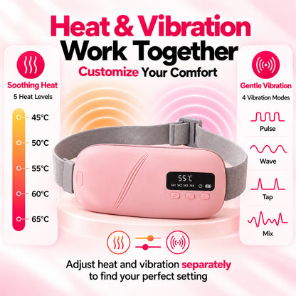 🔥 LIMITED-TIME 40% OFF | Heating Belt for Cramps & Back Relief – 5 Heat Levels, 4 Vibration Modes & Cordless
