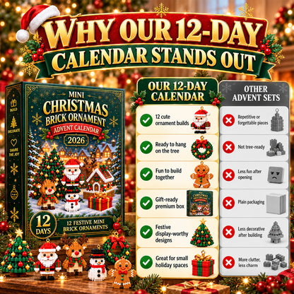upsell⏳ Last day to save 49% – 🎄12-Day Mini Christmas Ornament Advent Calendar | 12 unique festive buildable designs with hanging loops—perfect for decorating Christmas trees, wreaths, and holiday displays 🧱