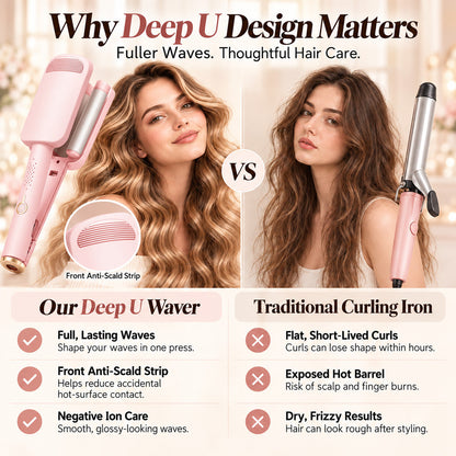 ✨ 💈 LIMITED-TIME 50% OFF! 💐 Wavy Curling Iron – Effortless Clamp-and-Hold Styling, Save Time on Your Everyday Look