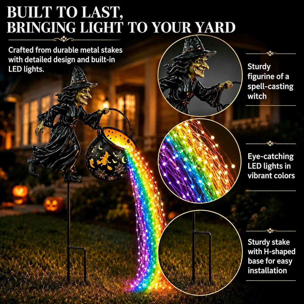 🔥50%OFF Today Only!🧙‍♀️🎃 A witch’s cauldron-shaped garden lamp with LED lighting – a striking outdoor decoration 🔮✨