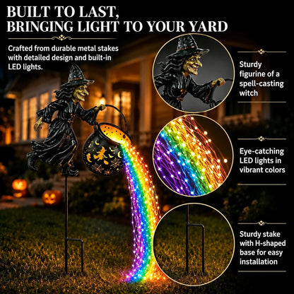 🔥50%OFF Today Only!🧙‍♀️🎃 A witch’s cauldron-shaped garden lamp with LED lighting – a striking outdoor decoration 🔮✨