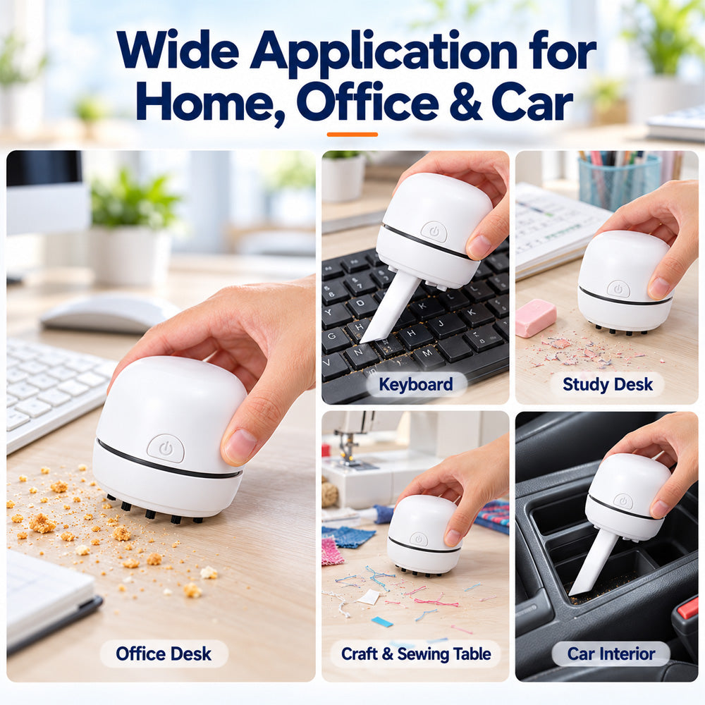 🎉50% OFF🎉✨ Portable Mini Desk Vacuum Cleaner | USB Rechargeable Compact Desktop Vacuum for Keyboard, Dust, Crumbs & Car Cleaning