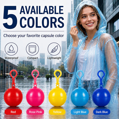 🌧️ 50% OFF! Pocket-Size Emergency Rain Poncho, Ball-Packed Waterproof Raincoat, One-Size Lightweight Rain Protection for Travel, Hiking & Outdoor🌈