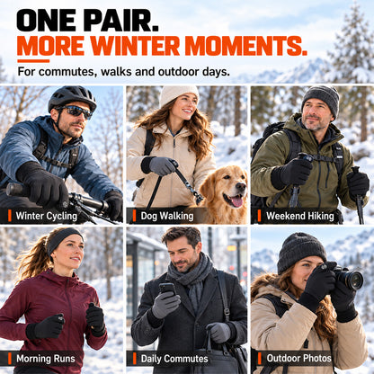 Winter Thermal Gloves for Men and Women Windproof Cold Resistant Touchscreen Non Slip Gloves for Cycling