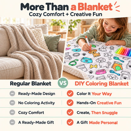 🔥LAST DAY SALE 50% OFF!!🎨✨ | Creative Coloring Blanket  + FREE 15-Color Fabric Marker Set, Perfect for Kids, Family Fun & Creative Gifting!