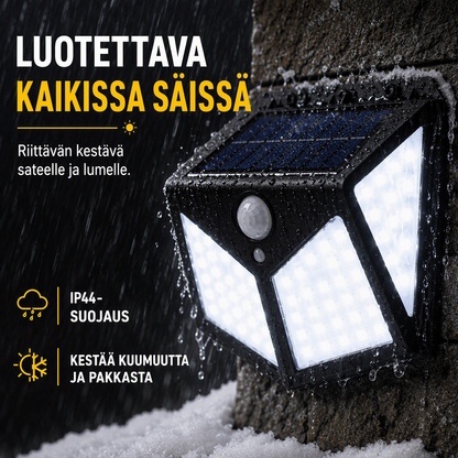 🌙💡 100 LED Solar-Powered Wall Light – 120° Motion Sensor, IP65 Waterproof Protection & Automatic Lighting for Gardens and Outdoor Spaces ☀️