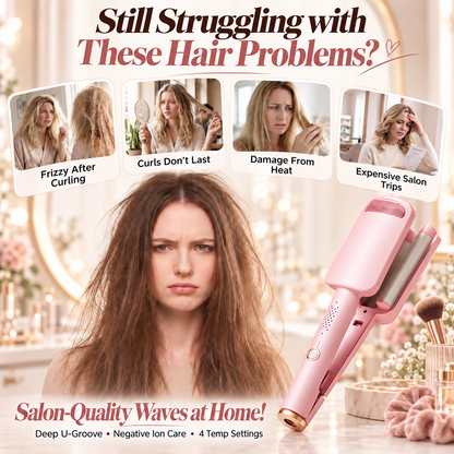 ✨ 💈 LIMITED-TIME 50% OFF! 💐 Wavy Curling Iron – Effortless Clamp-and-Hold Styling, Save Time on Your Everyday Look