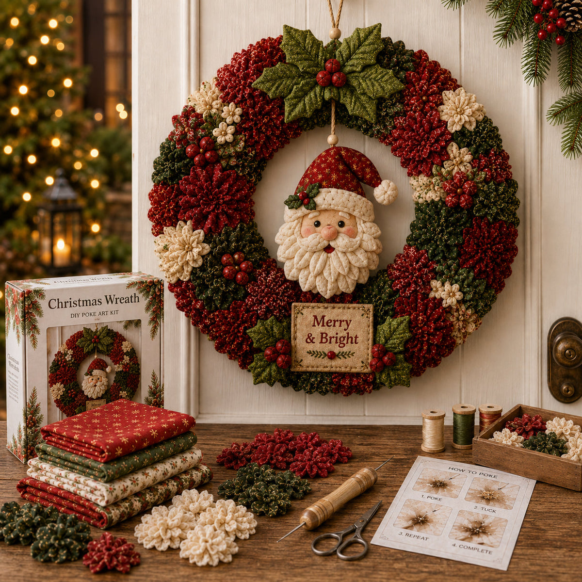 🎄 3D Fabric Poke Wreath DIY Kit🔥
