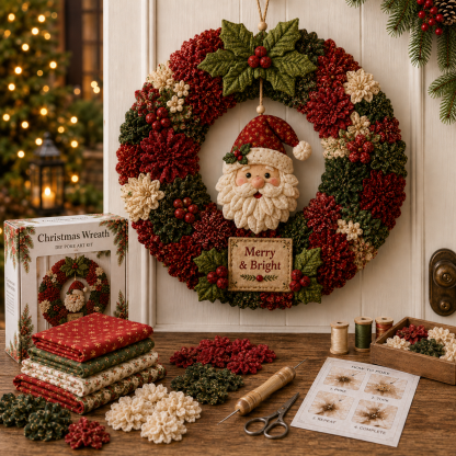 🎄 3D Fabric Poke Wreath DIY Kit🔥