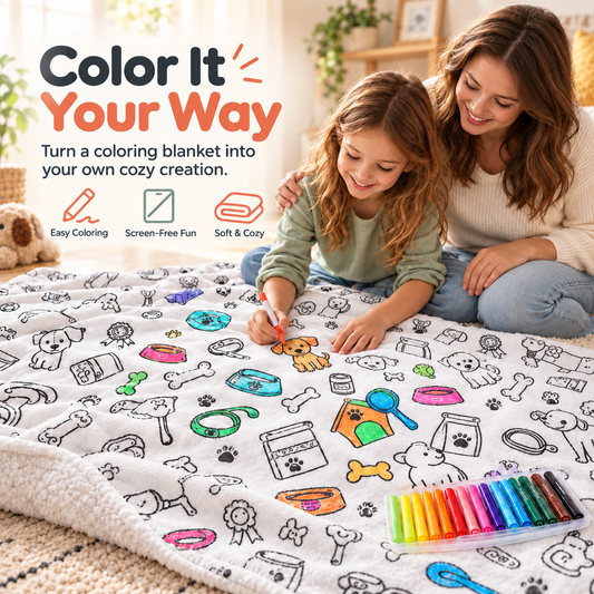 🔥LAST DAY SALE 50% OFF!!🎨✨ | Creative Coloring Blanket  + FREE 15-Color Fabric Marker Set, Perfect for Kids, Family Fun & Creative Gifting!