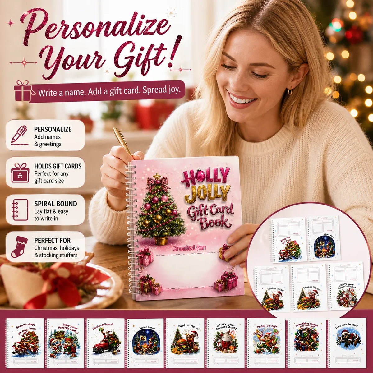 🔥Shockingly low price🎁Ready for Christmas!🎅Christmas Gift Card Booklet -👍DIY Spiral-Bound Christmas Gift Card Holder Book