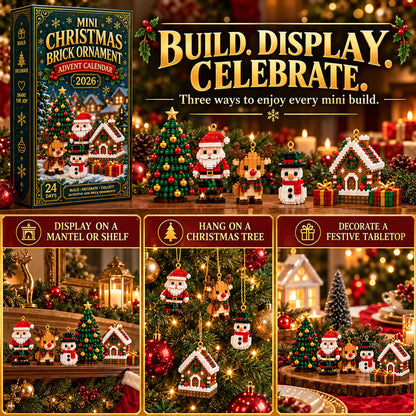 🎄 24-Day Mini Christmas Ornament Advent Calendar | 24 unique festive buildable designs with hanging loops—perfect for decorating Christmas trees, wreaths, and holiday displays 🧱