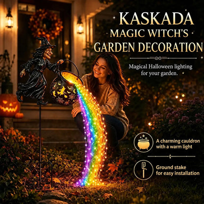 🔥50%OFF Today Only!🧙‍♀️🎃 A witch’s cauldron-shaped garden lamp with LED lighting – a striking outdoor decoration 🔮✨