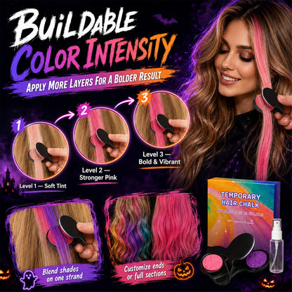 🔥 LIMITED-TIME OFFER –50% OFF! 🌈 12-Color Temporary Hair Chalk Set for Halloween, Parties & Festivals 🎃