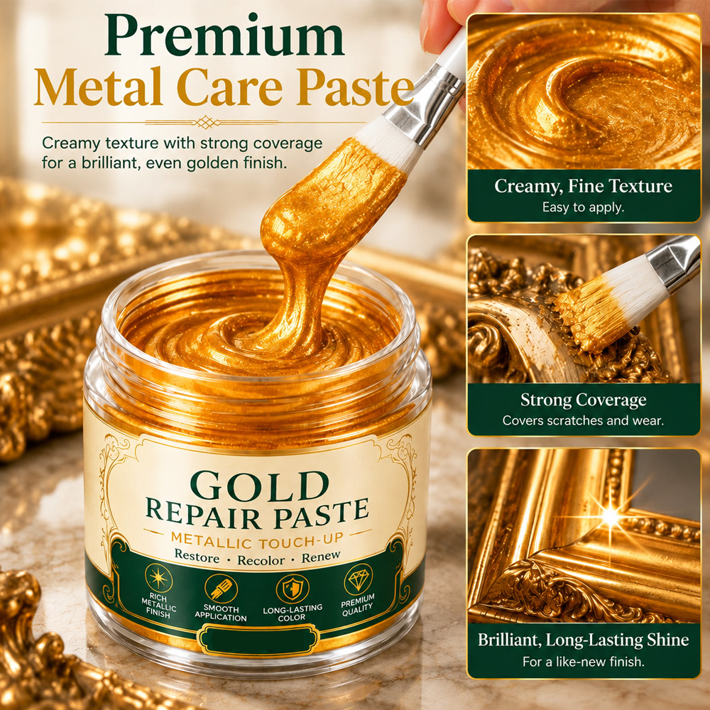 🎁 BUY 2 GET 1 FREE+50% OFF!! Gold Metallic Repair Paste with Brush – Revive Worn Frames & Furniture and Refresh Your Décor Without Buying New