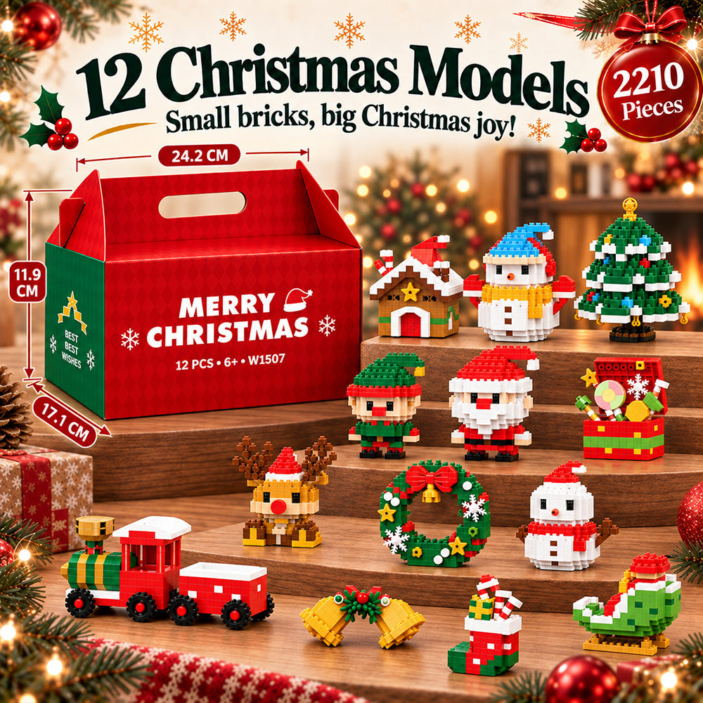 🌟 Last day to save 49% – 🎄 12-Day Mini Christmas DIY Building Set | 12 unique festive buildable designs with hanging loops—perfect for decorating Christmas trees, wreaths, and holiday displays 🧱