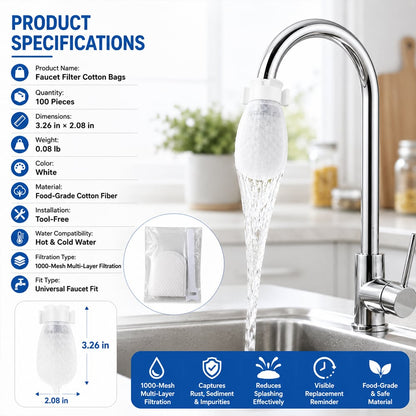 🔥LAST DAY 50% OFF💧Faucet Filter Cotton Bags - Universal, 100 PCS Splash-Proof Faucet Filter 🌟Set