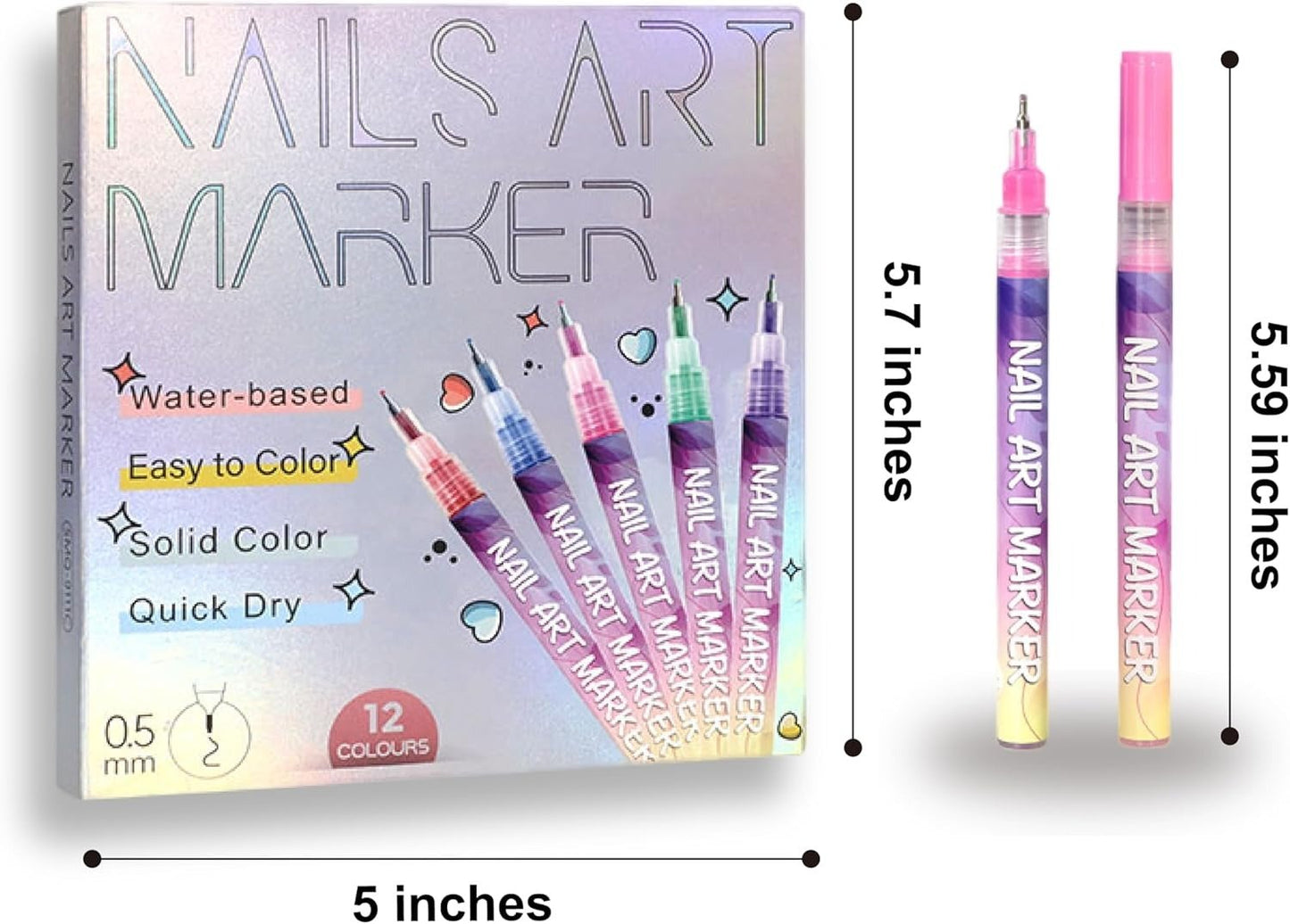⏳12 Colors Nail Art Pens Set🎨💅for DIY Nail Art Quick Drying Acrylic Painting and 3D Dot Embroidery mma acrylic nail - On Nails Quick Drying Dot Stitching Nail Art Pen for Home and Salon DIY, Nail Care Cutics Manicure Polish Cosmetic-Remifa®