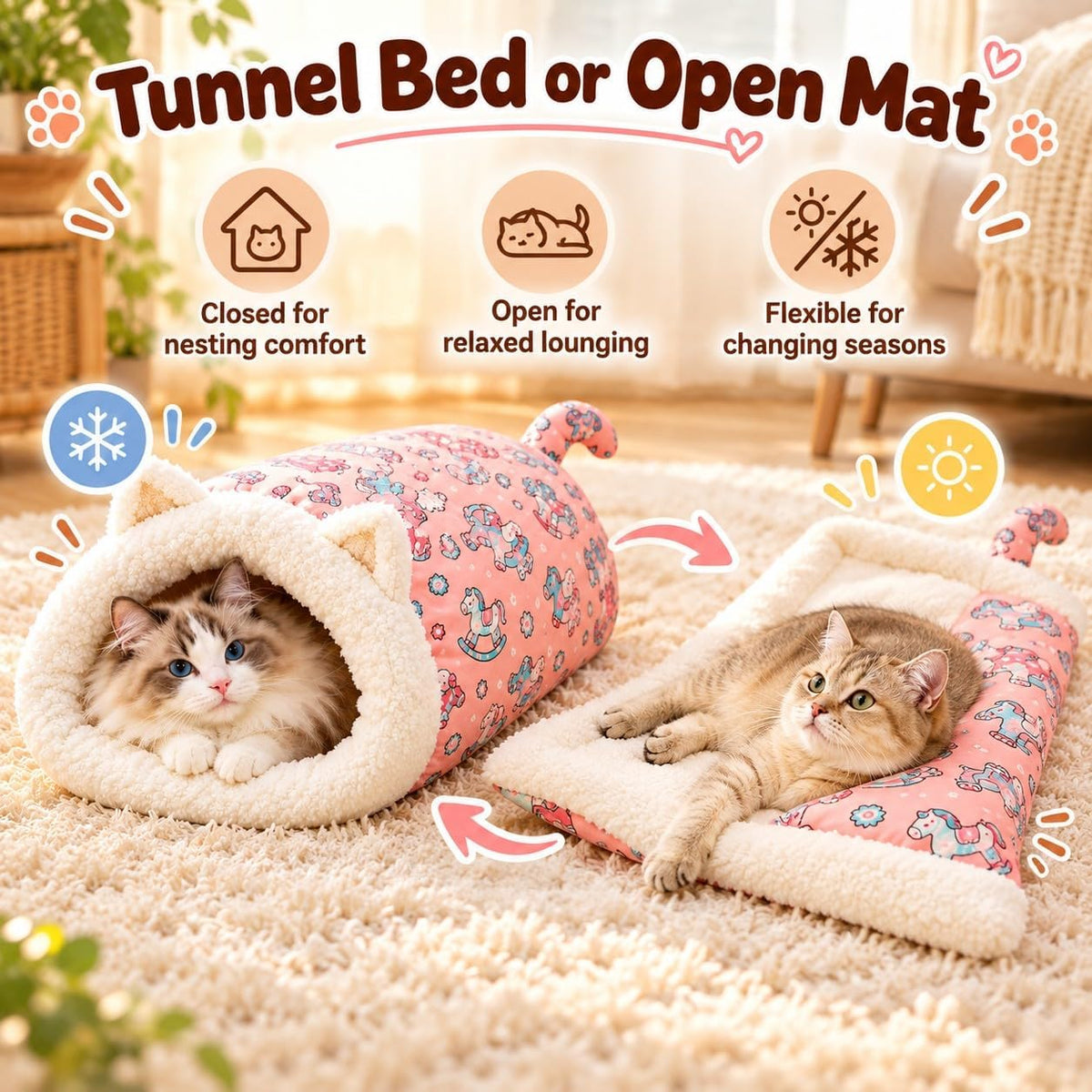 🐾🔥 Best Seller! Semi-Enclosed Warm Pet Sleeping Bag Bed – Windproof Plush Cozy Nest for Cats & Small Dogs, Perfect for Winter Naps ❄️