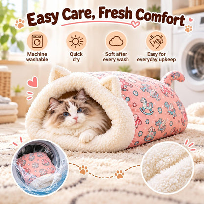 🐾🔥 Best Seller! Semi-Enclosed Warm Pet Sleeping Bag Bed – Windproof Plush Cozy Nest for Cats & Small Dogs, Perfect for Winter Naps ❄️
