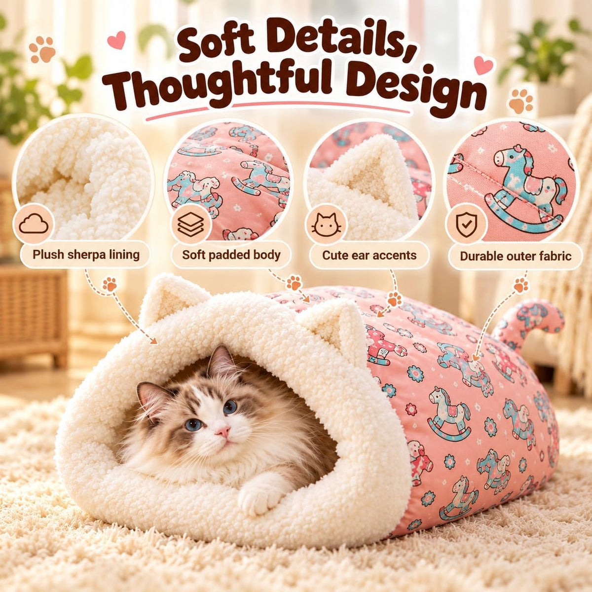 🐾🔥 Best Seller! Semi-Enclosed Warm Pet Sleeping Bag Bed – Windproof Plush Cozy Nest for Cats & Small Dogs, Perfect for Winter Naps ❄️