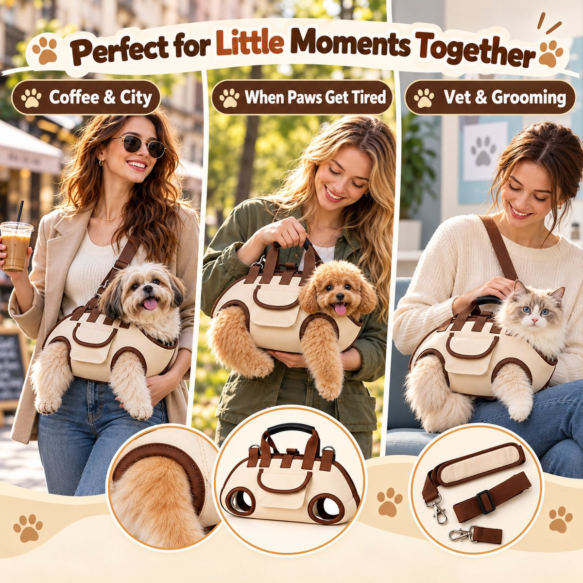 😻🐾 Hands-Free Pet Sling & Harness Carrier – Adjustable, Cozy & Secure Travel Bag for Cats and Small Dogs 🐶❤️