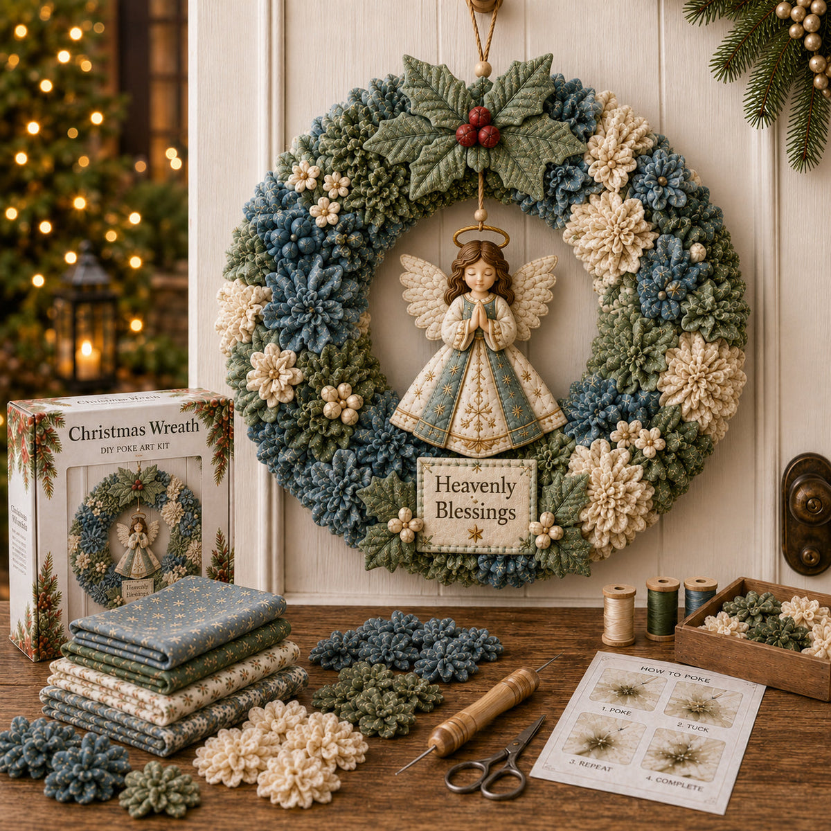 🎄 3D Fabric Poke Wreath DIY Kit🔥